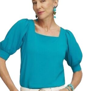 Chico’s Square Neck Women's Teal Top  | Size 0-Small | NWT